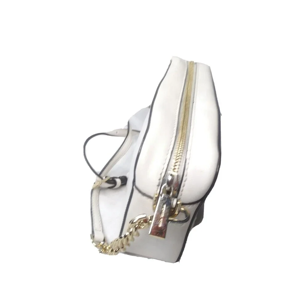 Michael Kors Ginny Crossbody Bag Gold Studs Off-White Leather AS IS Retail $248